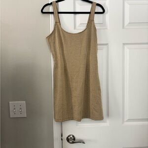 Stylish Tan Checkered Dress